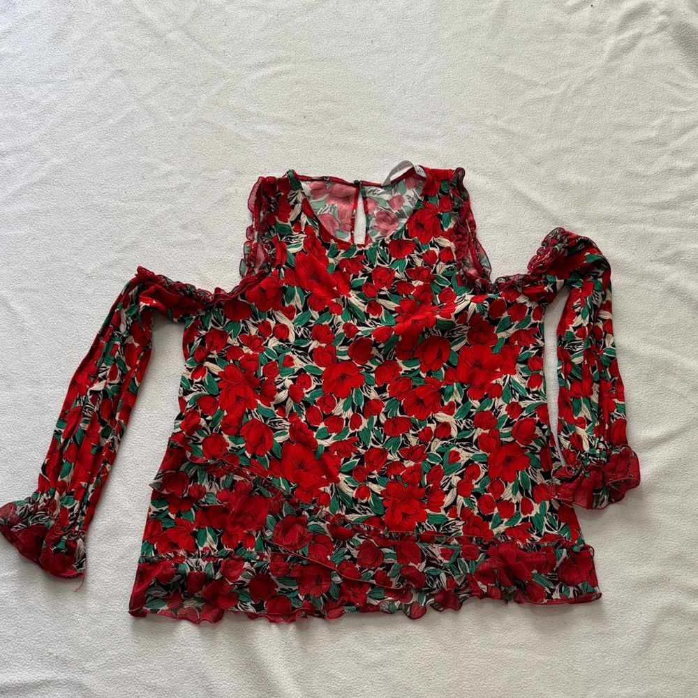Zara Red Floral Blouse